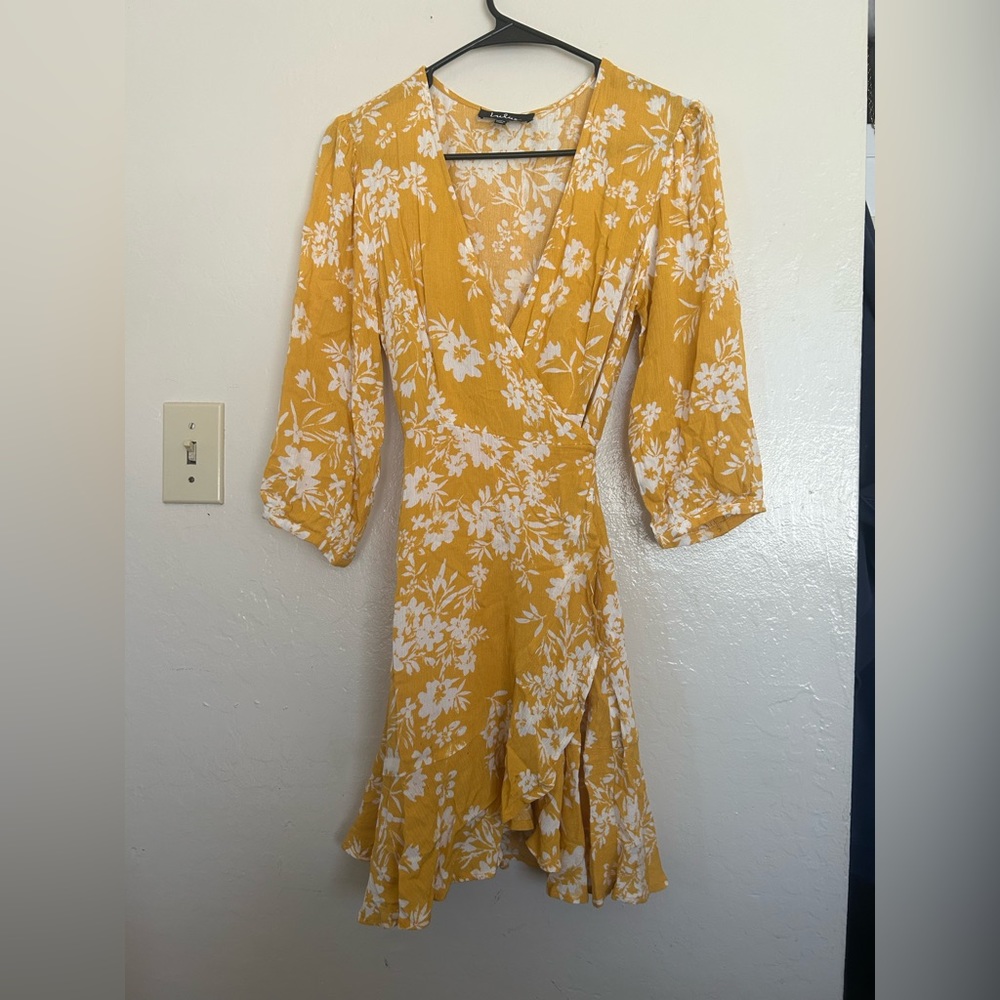 Floral Yellow Dress-Lulus - Picture 6 of 6